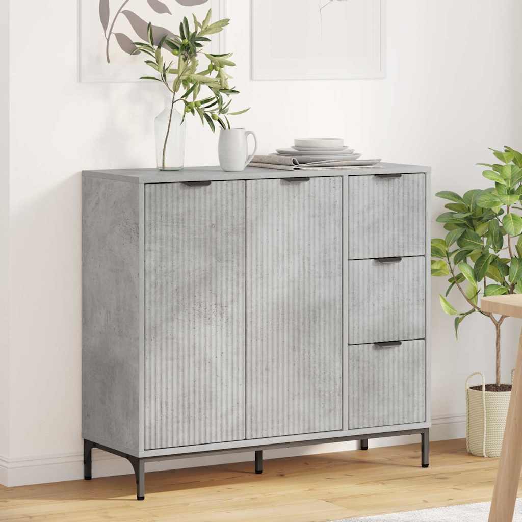 Sideboard Beton Grau 89,5 x 33 x 82 cm Holzwerkstoff