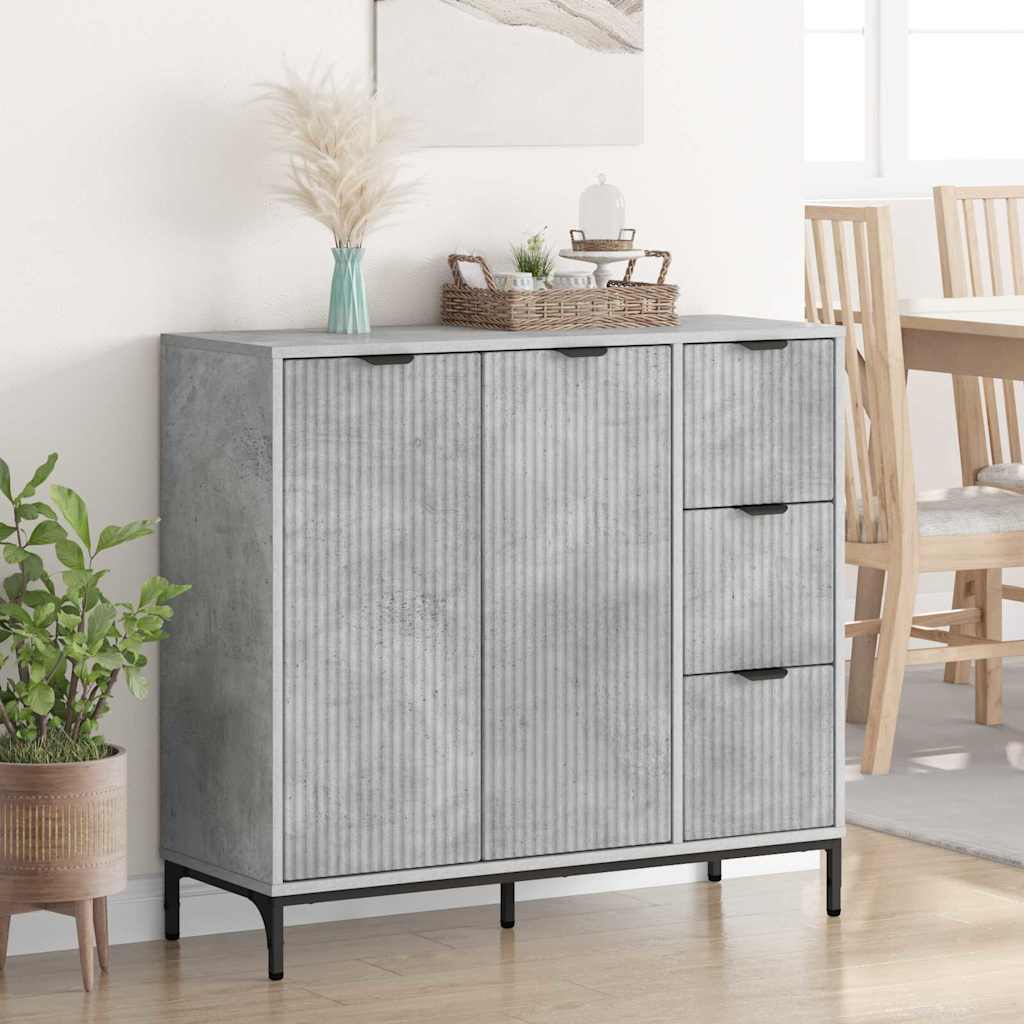 Sideboard Beton Grau 89,5 x 33 x 82 cm Holzwerkstoff