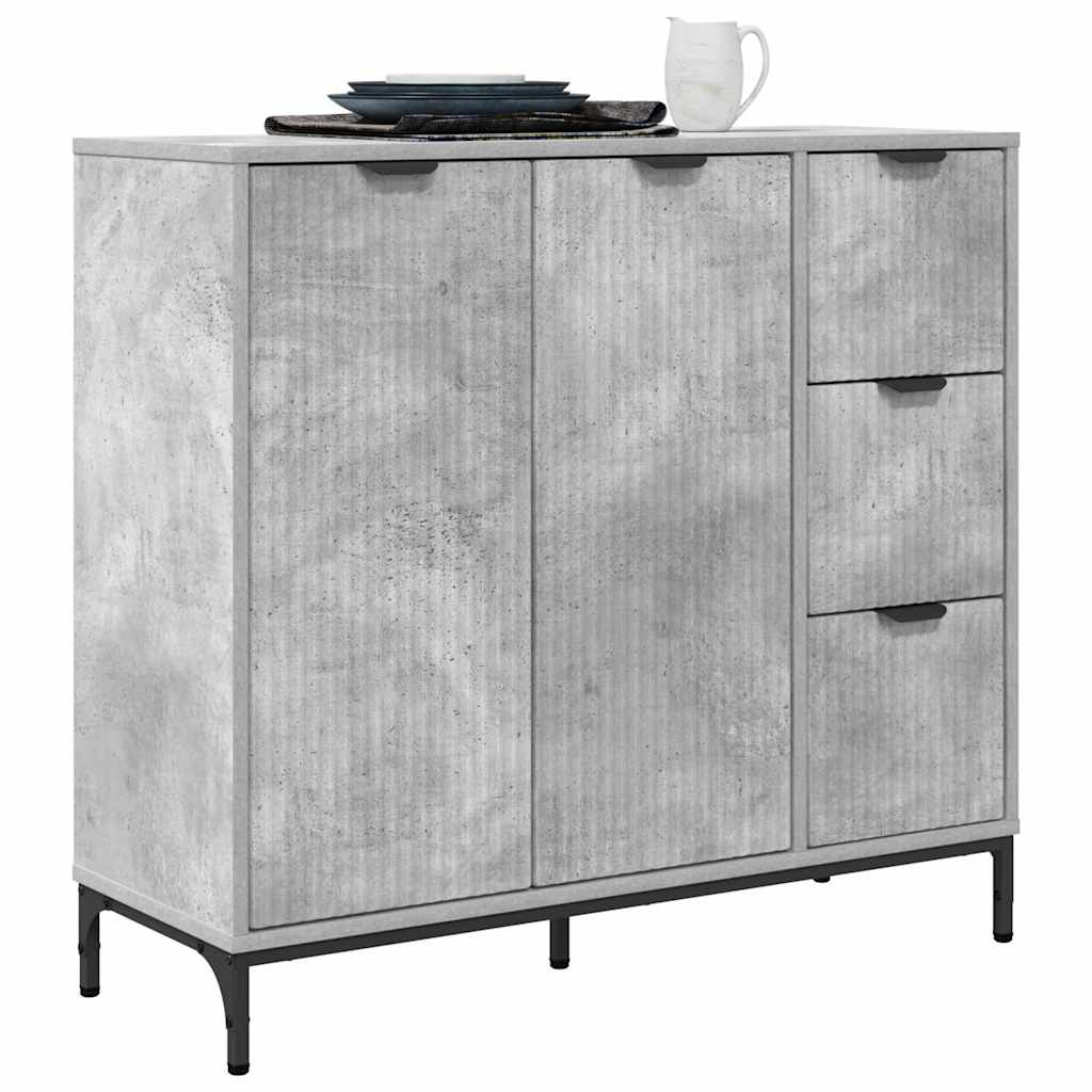 Sideboard Beton Grau 89,5 x 33 x 82 cm Holzwerkstoff