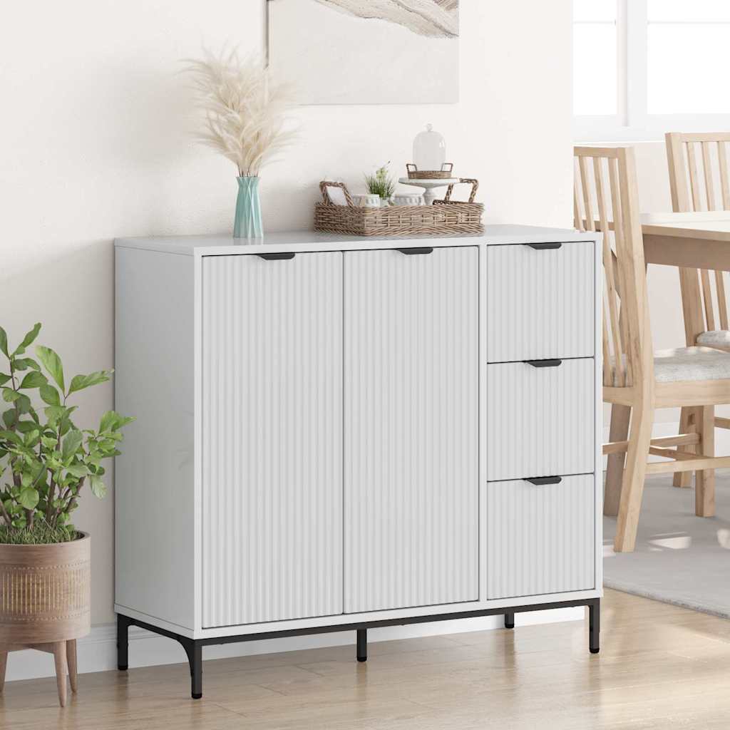 Sideboard Hochglanz Weiß 89,5 x 33 x 82 cm Holzwerkstoff