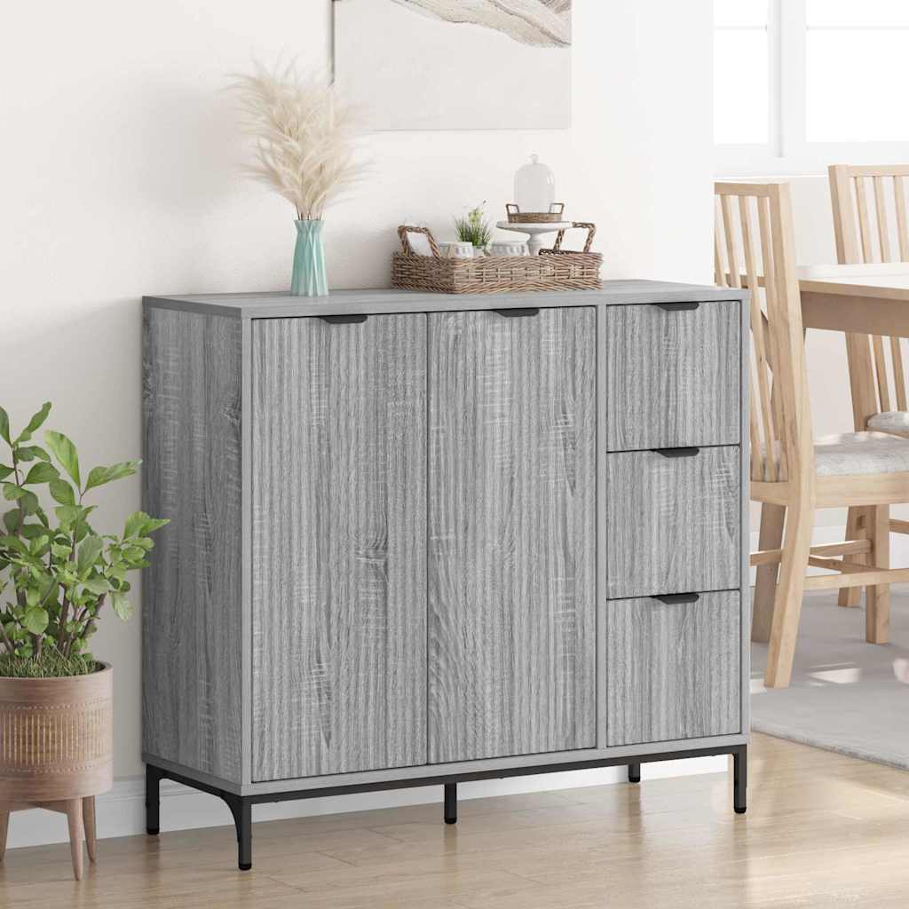 Sideboard Graues Sonoma 89,5 x 33 x 82 cm Holzwerkstoff
