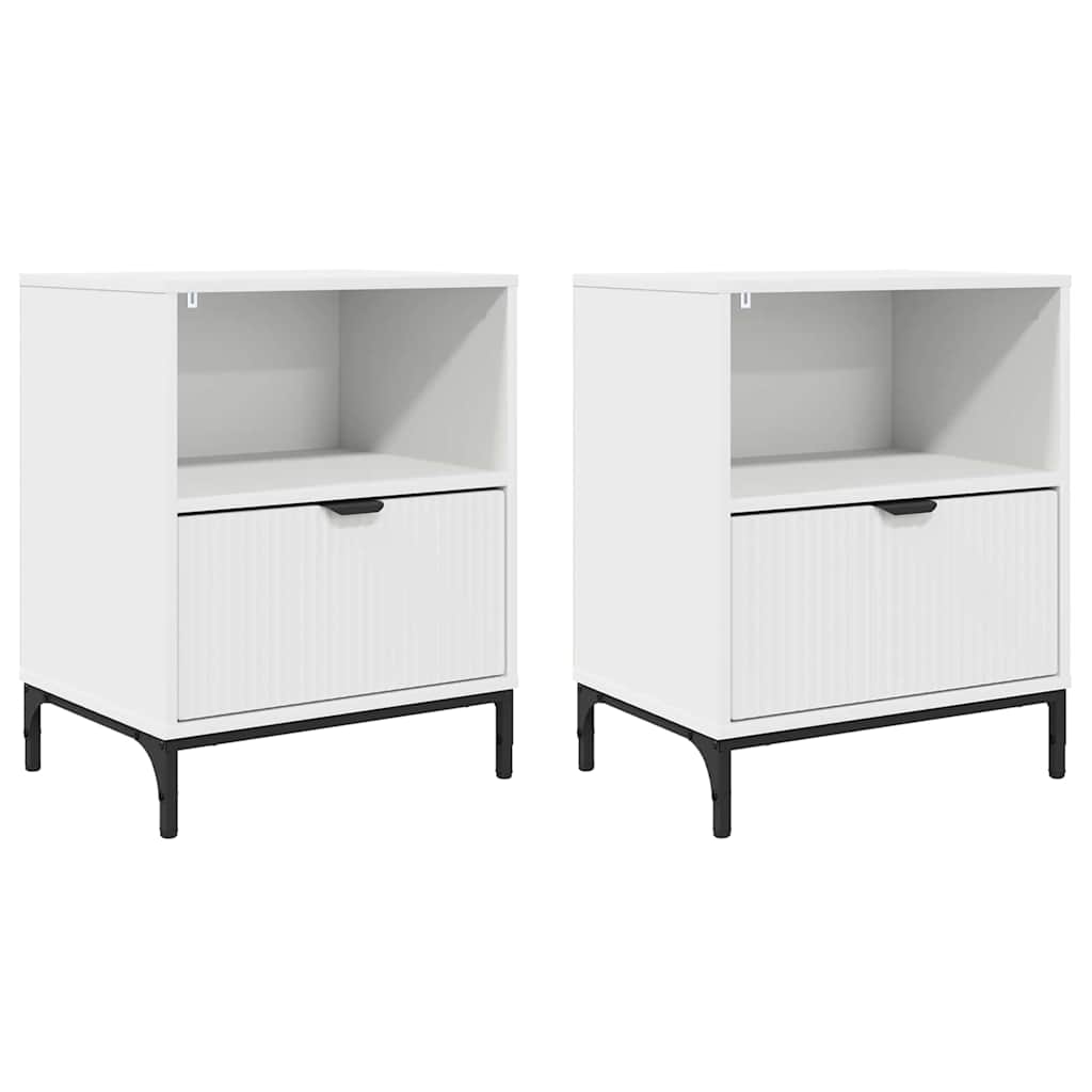 Nachttisch 2 pcs Weiß 49 x 36 x 61 cm Holzwerkstoff