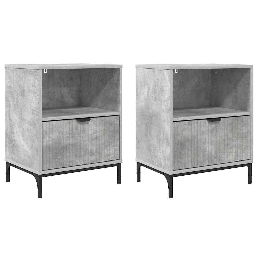 Nachttisch 2 pcs Betongrau 49 x 36 x 61 cm Holzwerkstoff