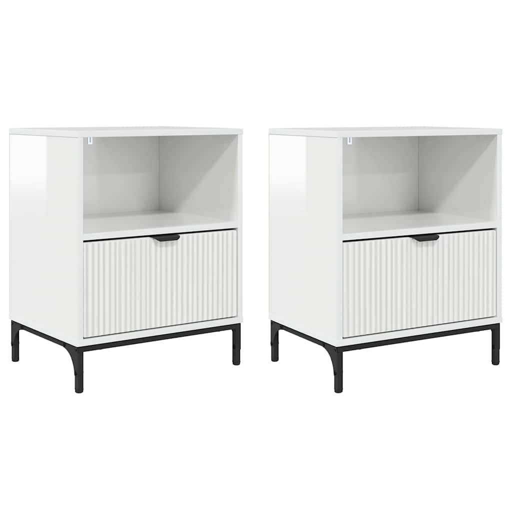 Nachttisch 2 pcs Hochglanz-Weiß 49 x 36 x 61 cm Holzwerkstoff