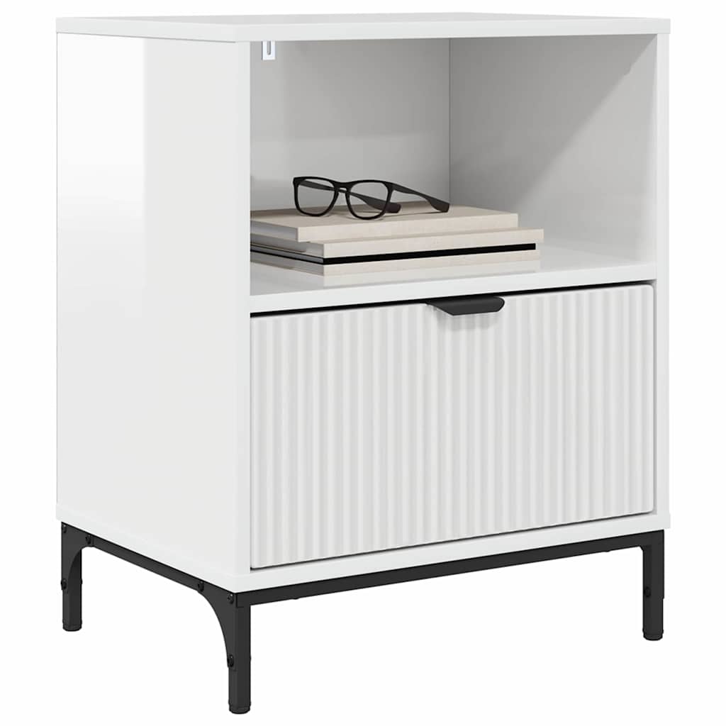 Nachttisch 2 pcs Hochglanz-Weiß 49 x 36 x 61 cm Holzwerkstoff