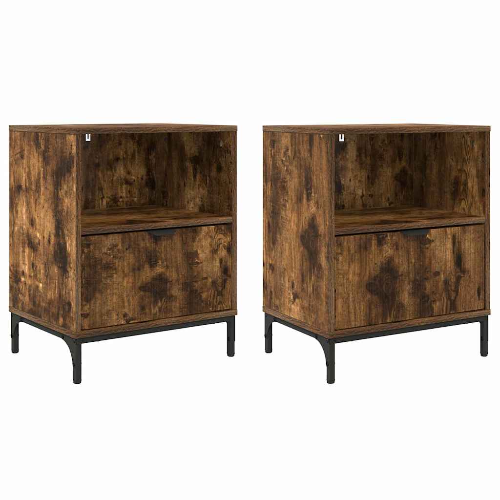Nachttisch 2 pcs Räuchereiche 49 x 36 x 61 cm Holzwerkstoff