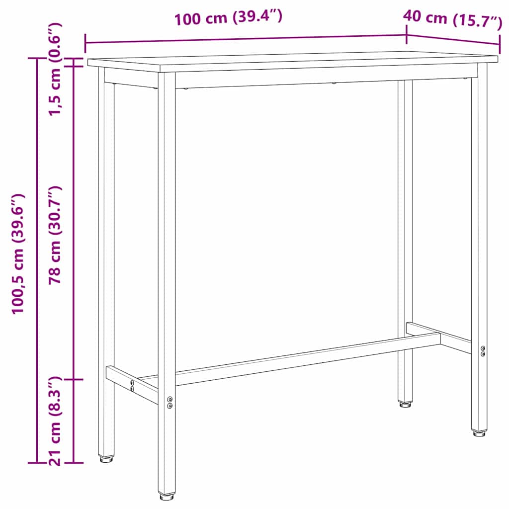 Tisch Sonoma-Eiche 100 x 40 x 100,5 cm