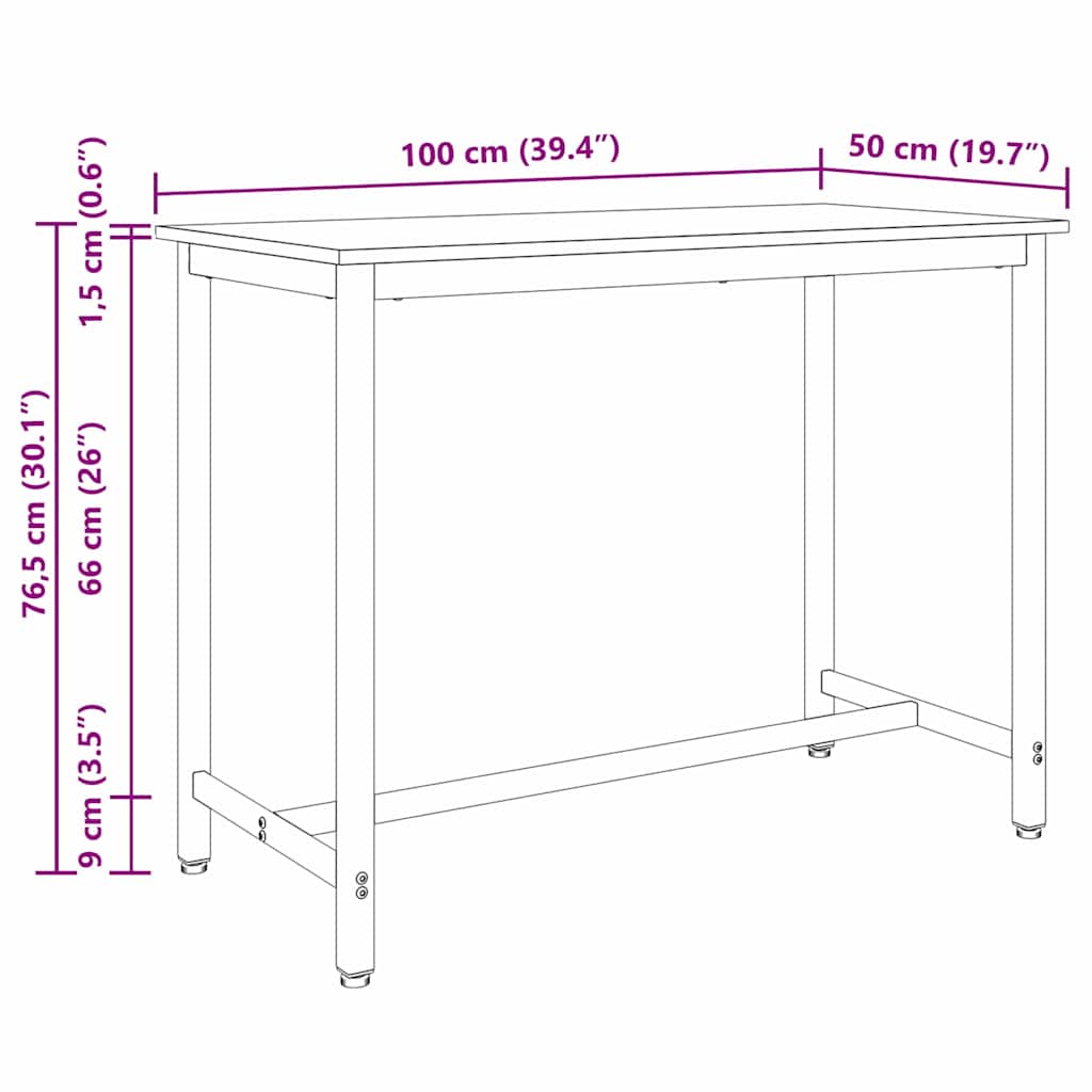 Tisch Artisan-Eiche 100 x 50 x 76,5 cm