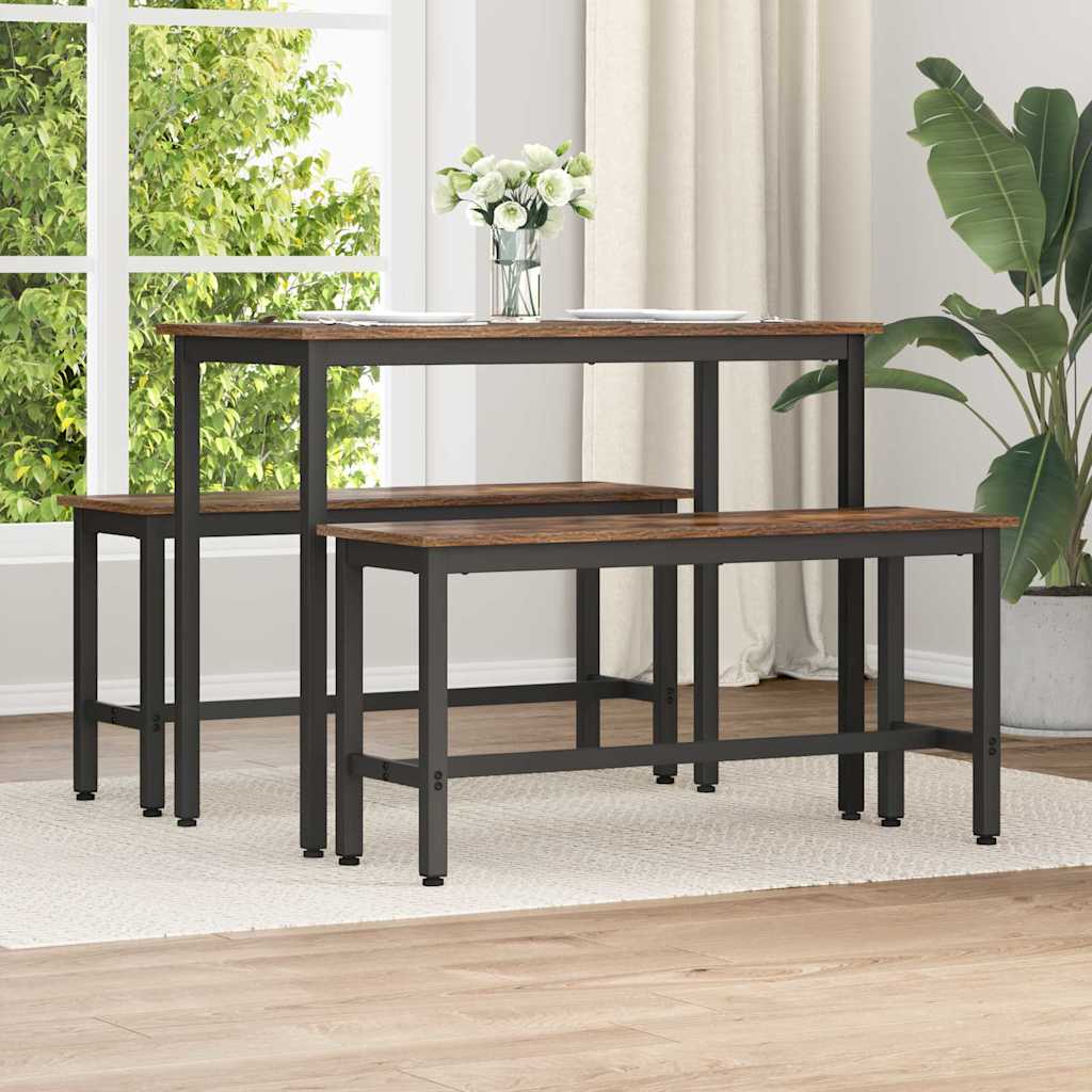 Esstischbank 2 pcs Geräucherte Eiche 100 x 32,5 x 48,5 cm