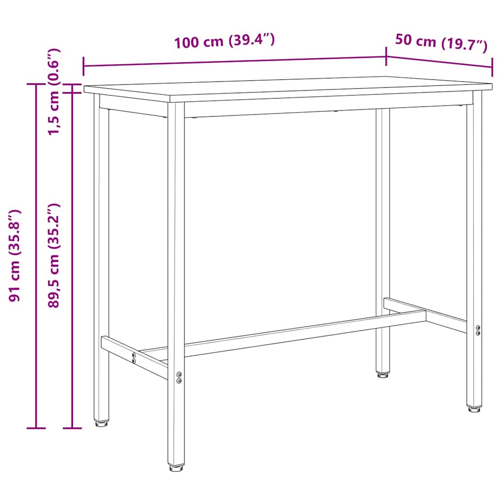 Tisch Natur 100 x 50 x 91 cm Ingenieure Holz und Stahl
