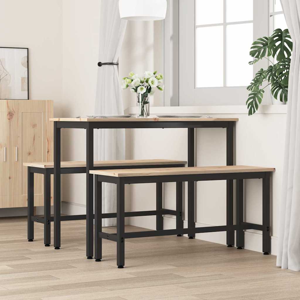 Esstische 2 pcs Natur 100 x 32,5 x 49 cm Massives Kiefernholz