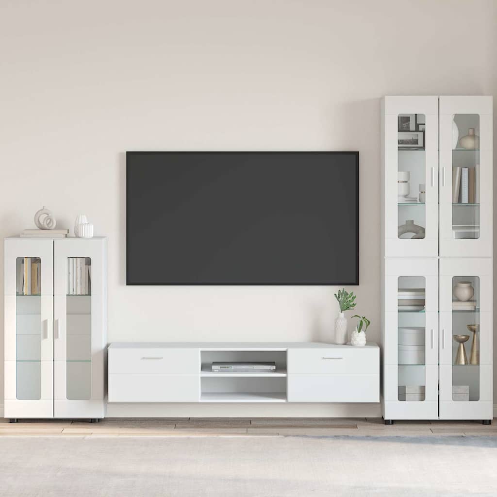 Sideboard mit Regal FLORIN Hochglanz Weiß 55,5 x 29 x 100 cm