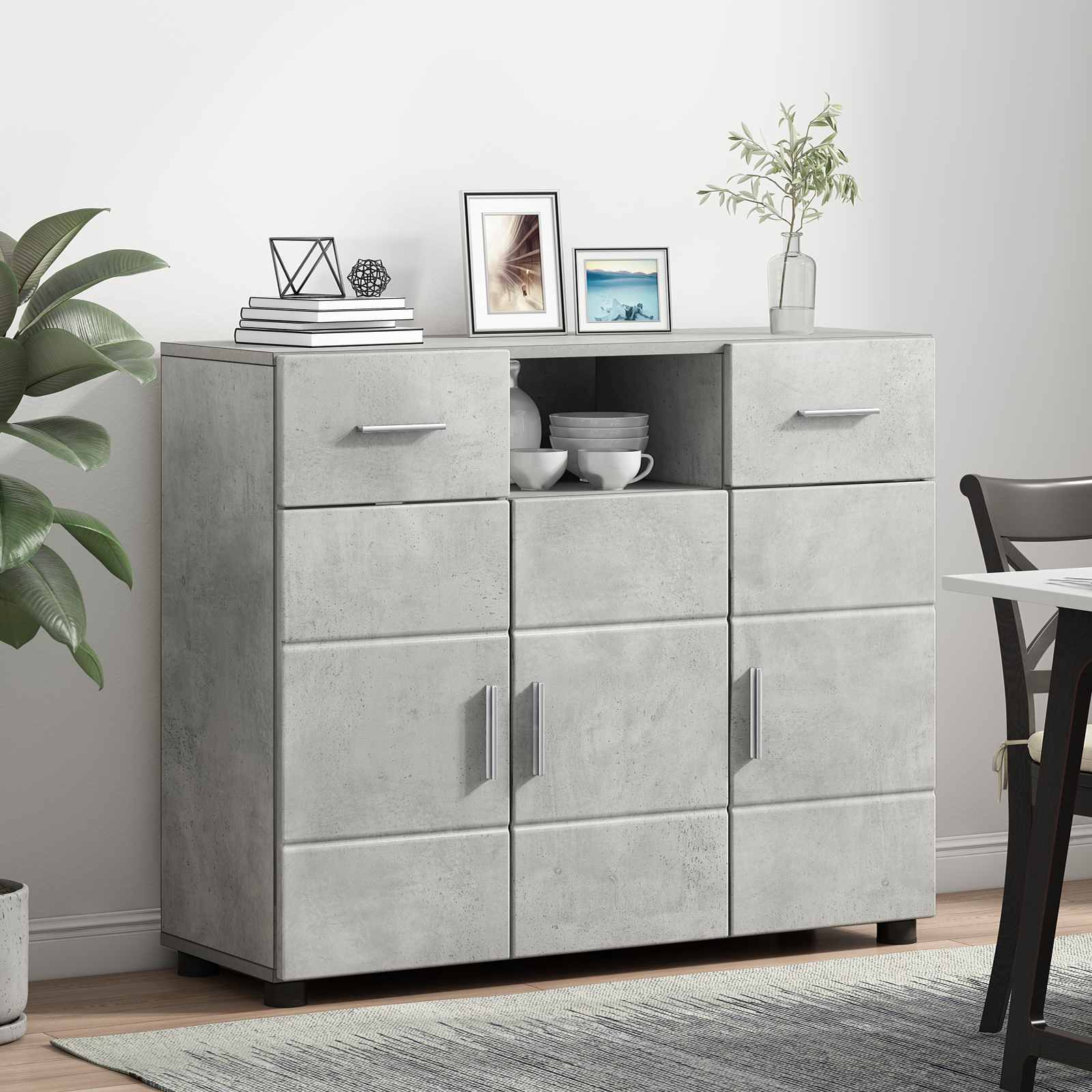 Holzschrank Beton Grau 88,5 x 30,5 x 73 cm Holzwerkstoff
