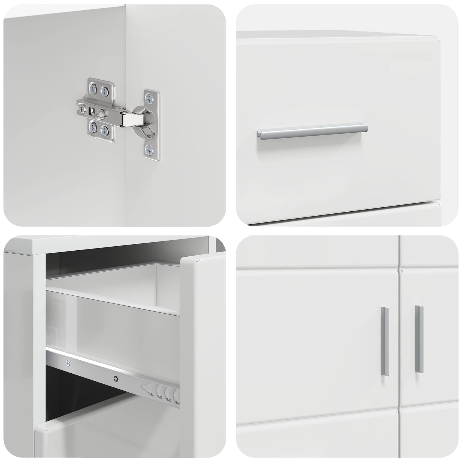 Holzschrank Hochglanz Weiß 88,5 x 30,5 x 73 cm Holzwerkstoff