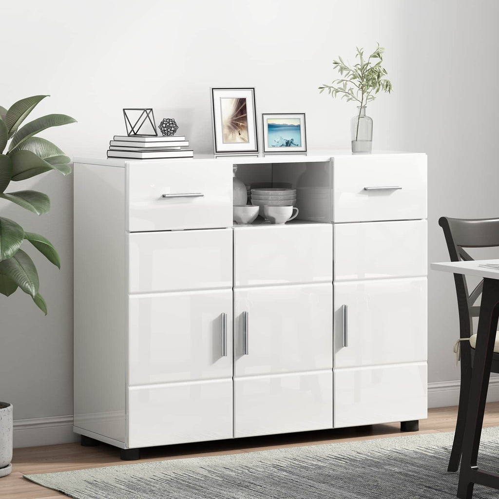 Holzschrank Hochglanz Weiß 88,5 x 30,5 x 73 cm Holzwerkstoff