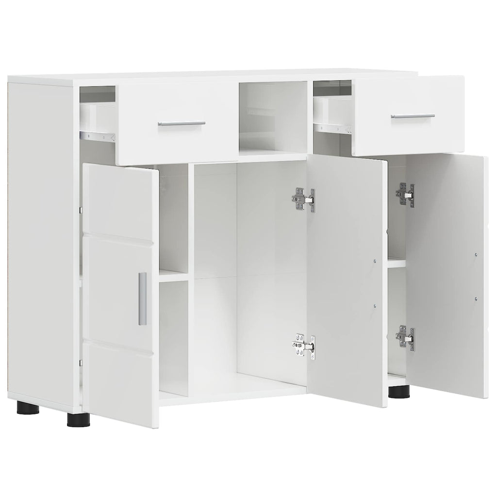 Holzschrank Hochglanz Weiß 88,5 x 30,5 x 73 cm Holzwerkstoff