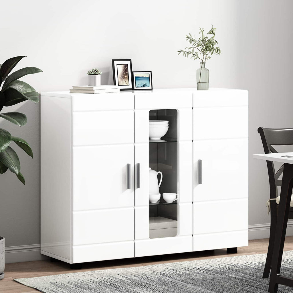 Holzschrank Hochglanz Weiß 88,5 x 30,5 x 73 cm Holzwerkstoff