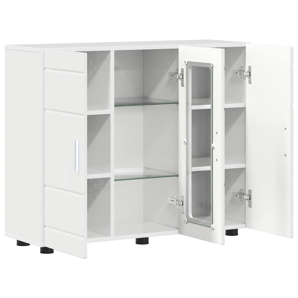 Holzschrank Hochglanz Weiß 88,5 x 30,5 x 73 cm Holzwerkstoff