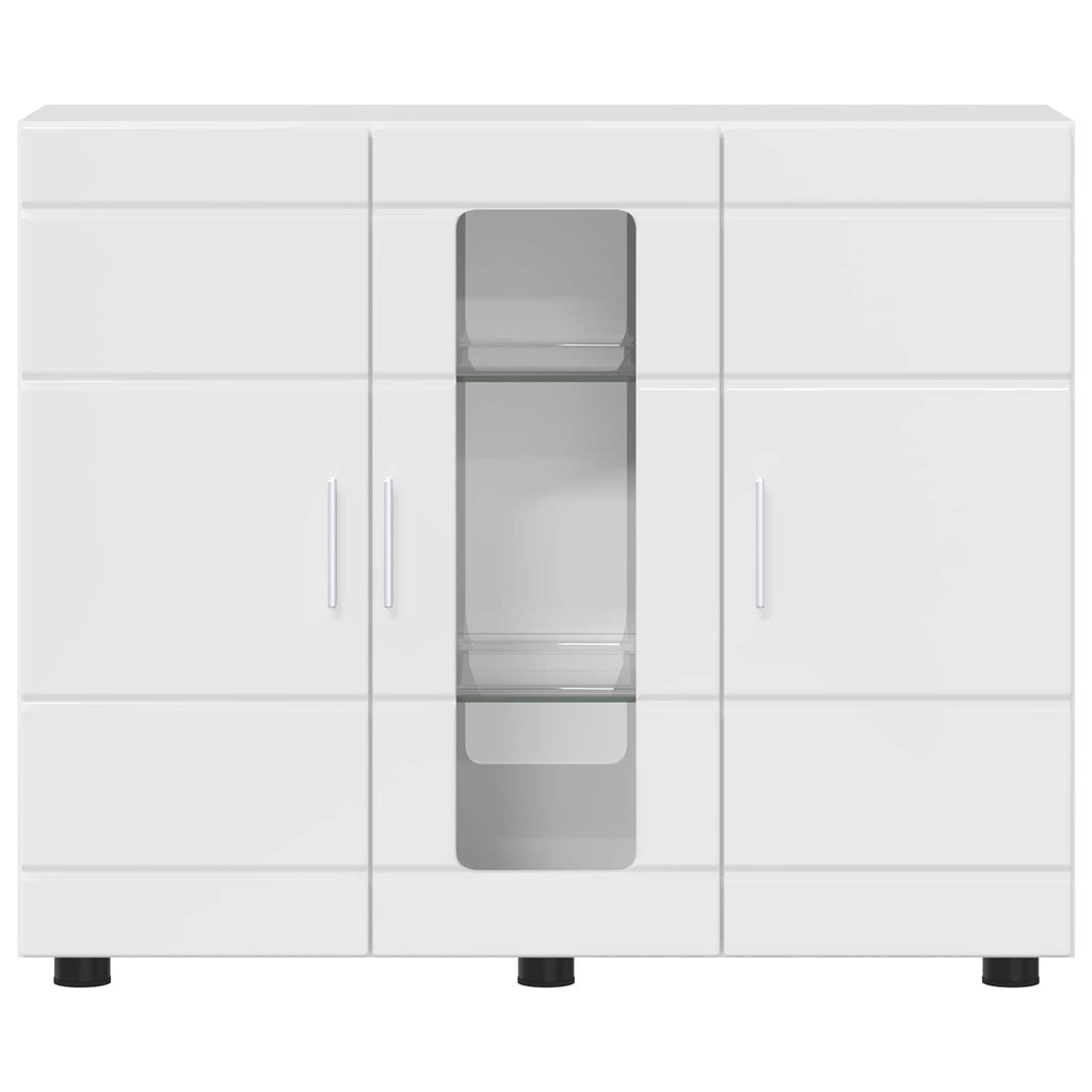 Holzschrank Hochglanz Weiß 88,5 x 30,5 x 73 cm Holzwerkstoff