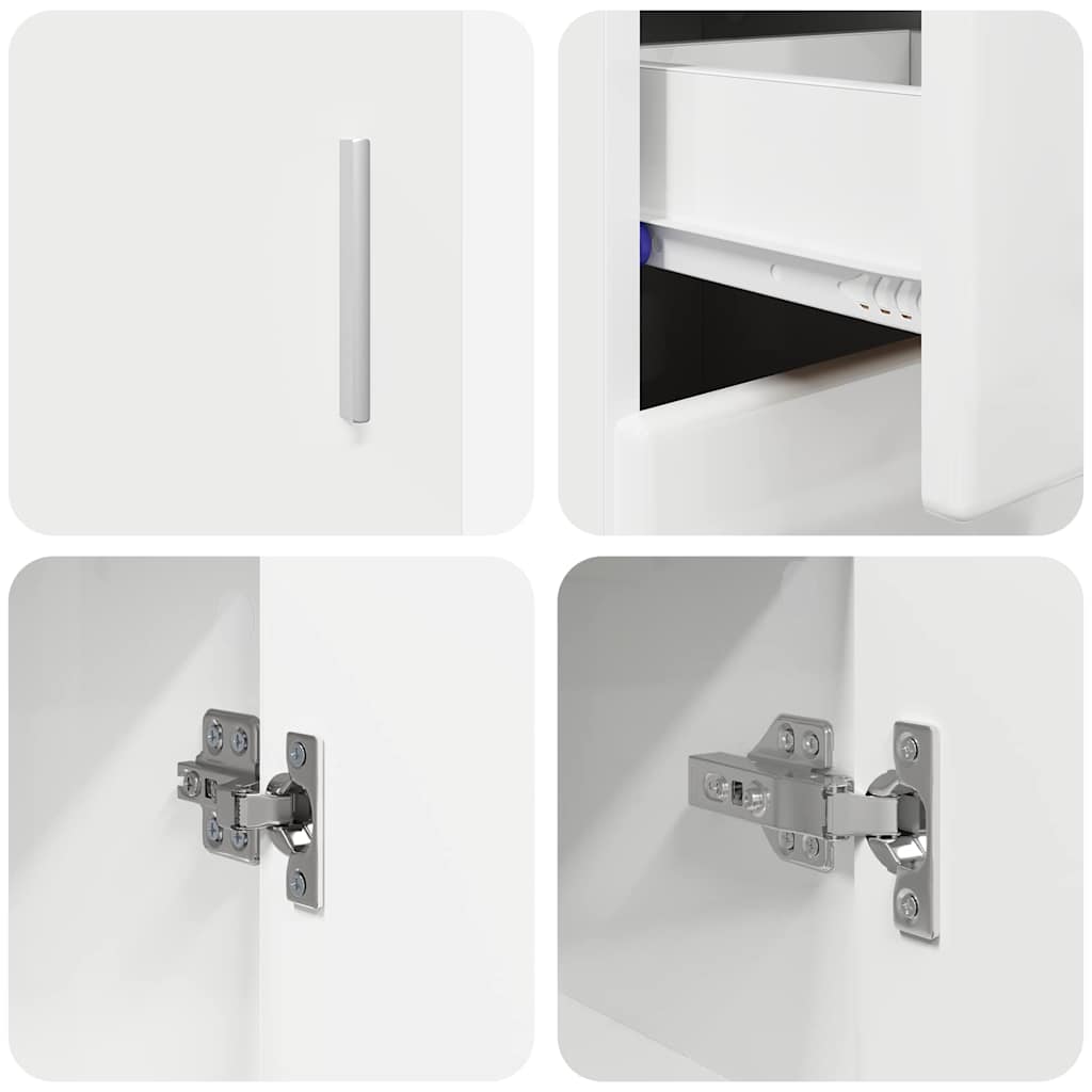 Sideboard mit Regal FLORIN Hochglanz Weiß 88,5 x 30,5 x 73 cm