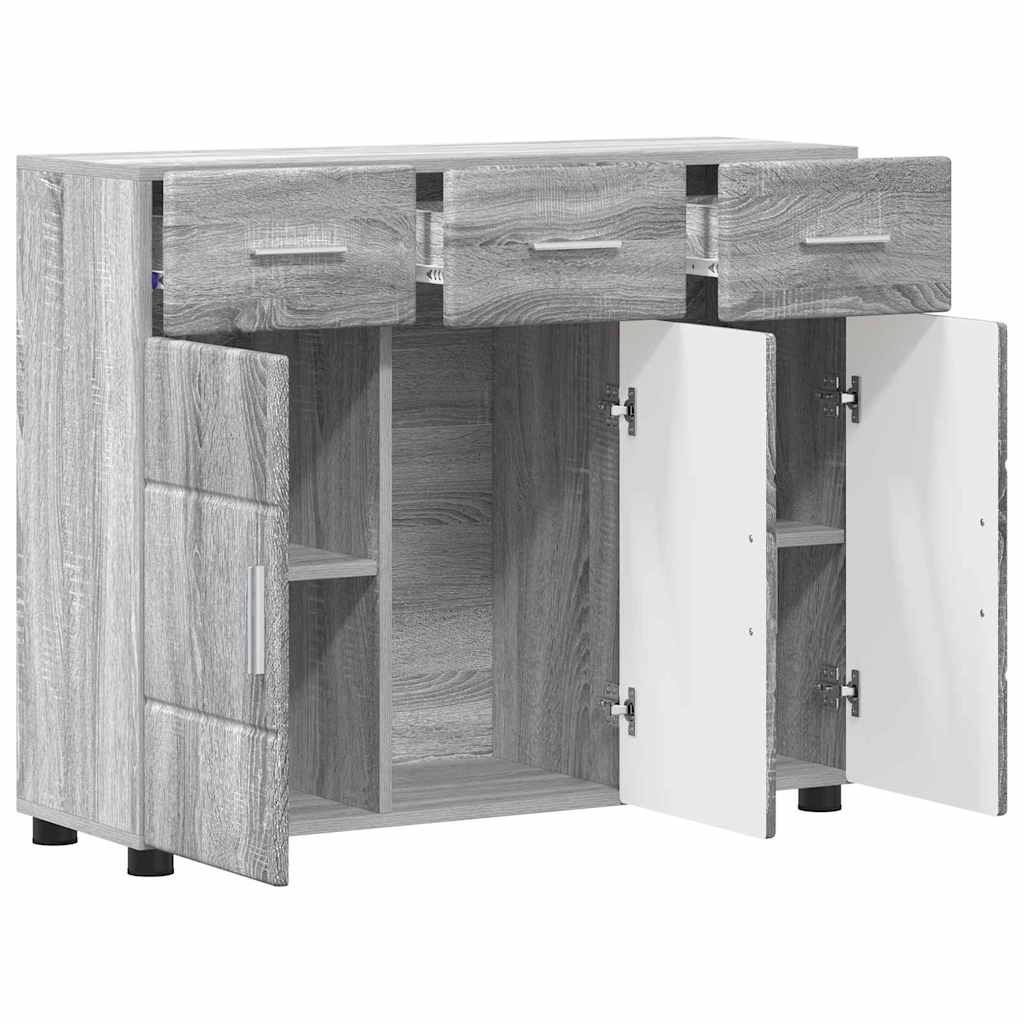 Sideboard mit Regal FLORIN Graues Sonoma 88,5 x 30,5 x 73 cm