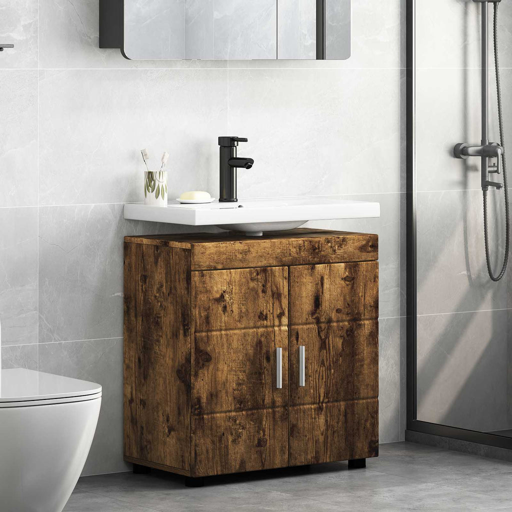 Badezimmerschrank-Set TULUM Geräucherte Eiche 60 x 34 x 63 cm
