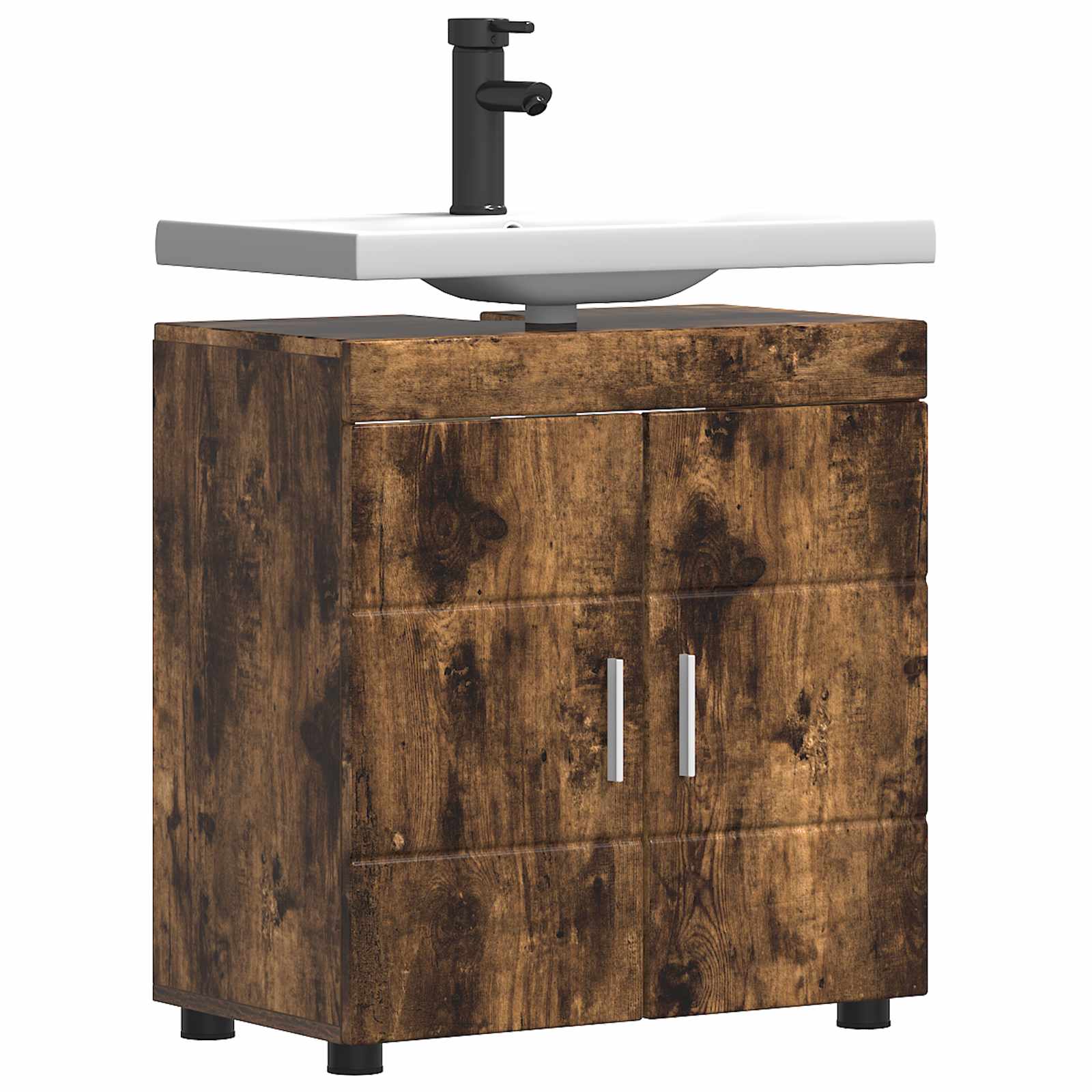 Badezimmerschrank-Set TULUM Geräucherte Eiche 60 x 34 x 63 cm