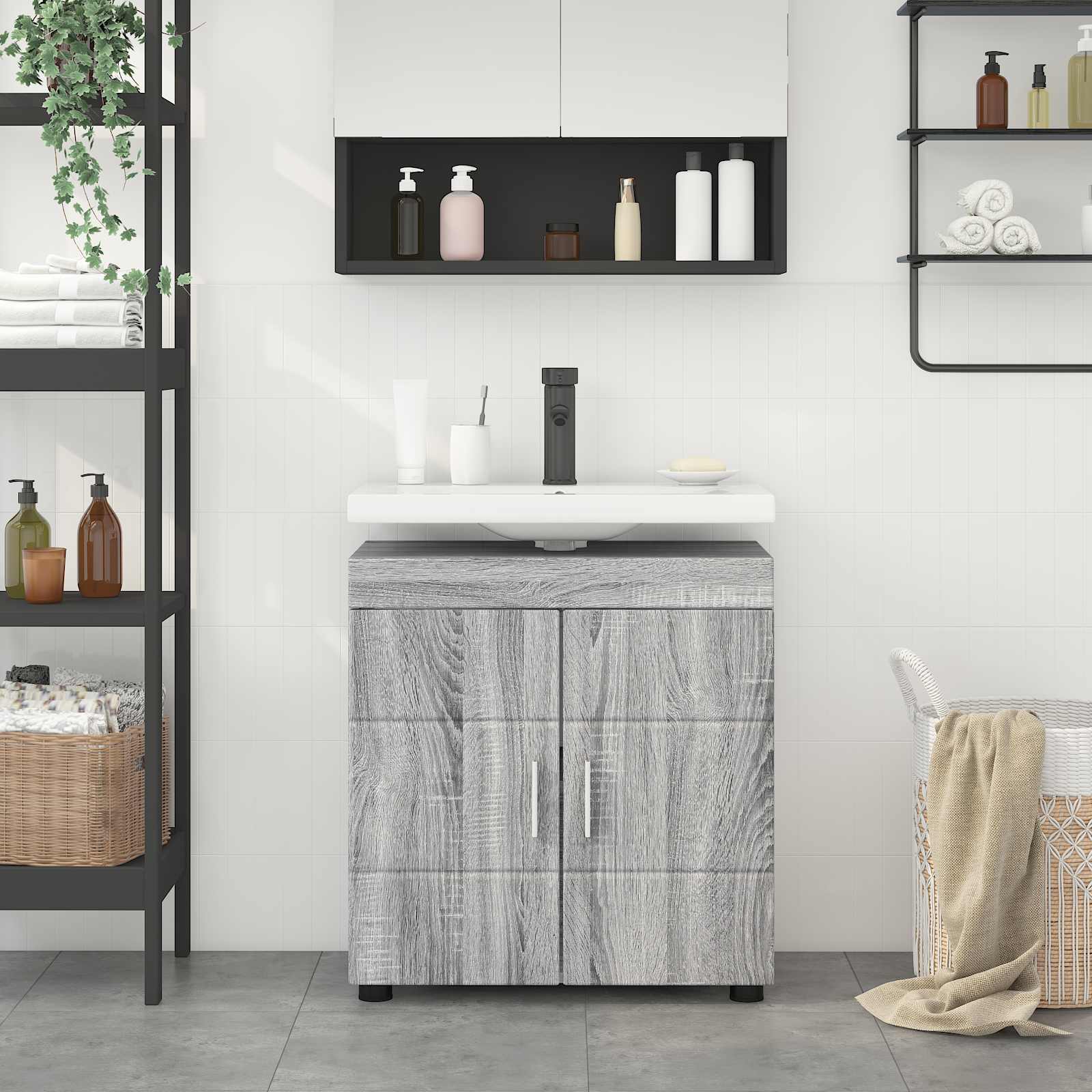 Badezimmerschrank-Set TULUM Graues Sonoma 60 x 34 x 63 cm
