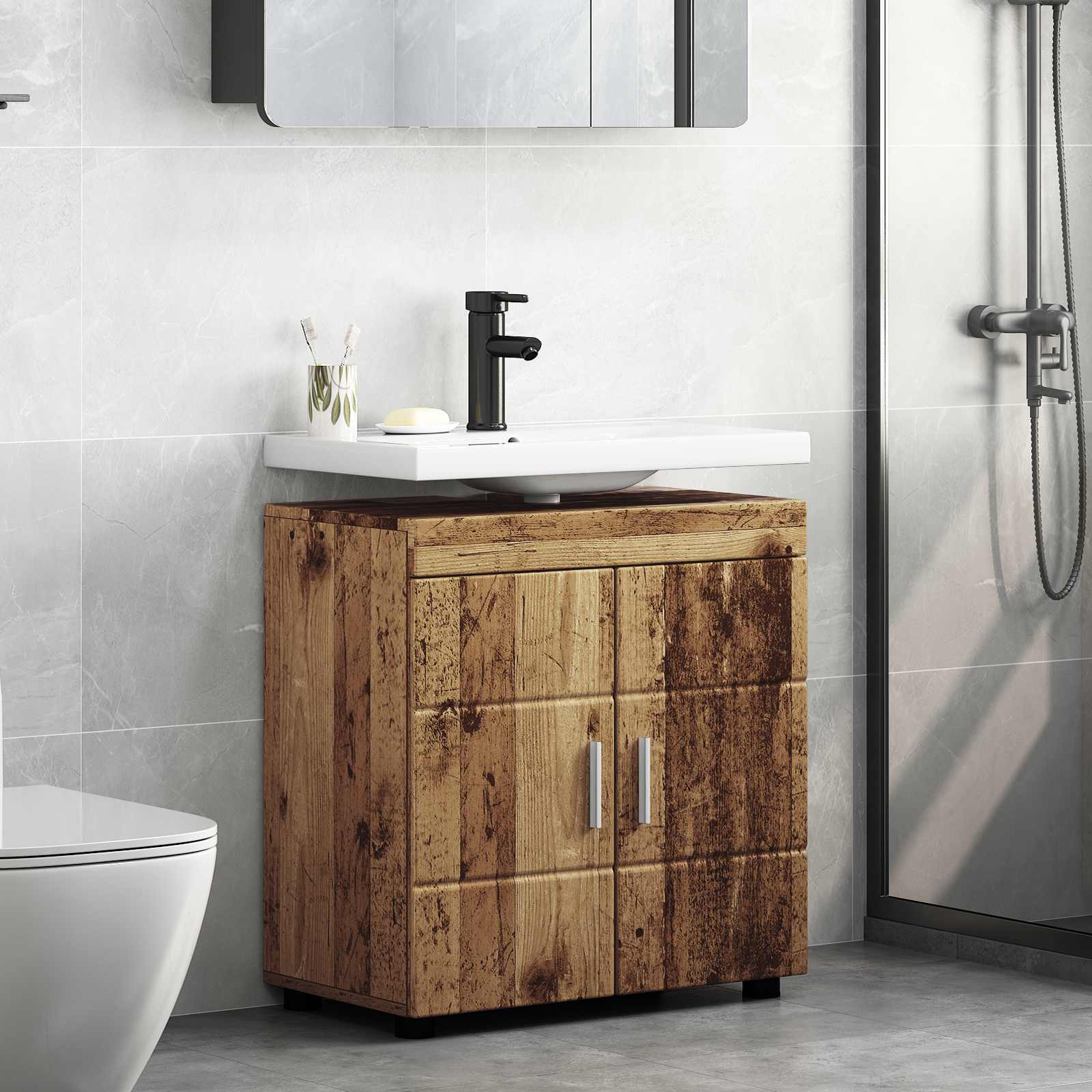 Badezimmerschrank-Set TULUM Altholz 60 x 34 x 63 cm