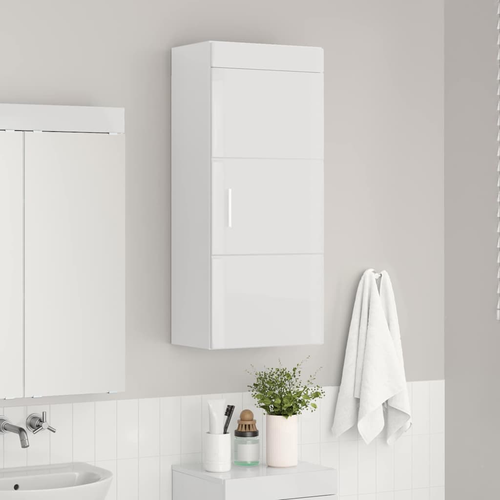 Badezimmer-Wandschrank TULUM Hochglanz Weiß 37 x 24,5 x 86 cm