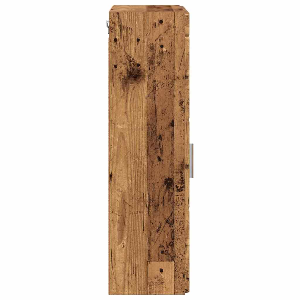 Badezimmer-Wandschrank mit Tür TULUM Altholz 37 x 24,5 x 86 cm