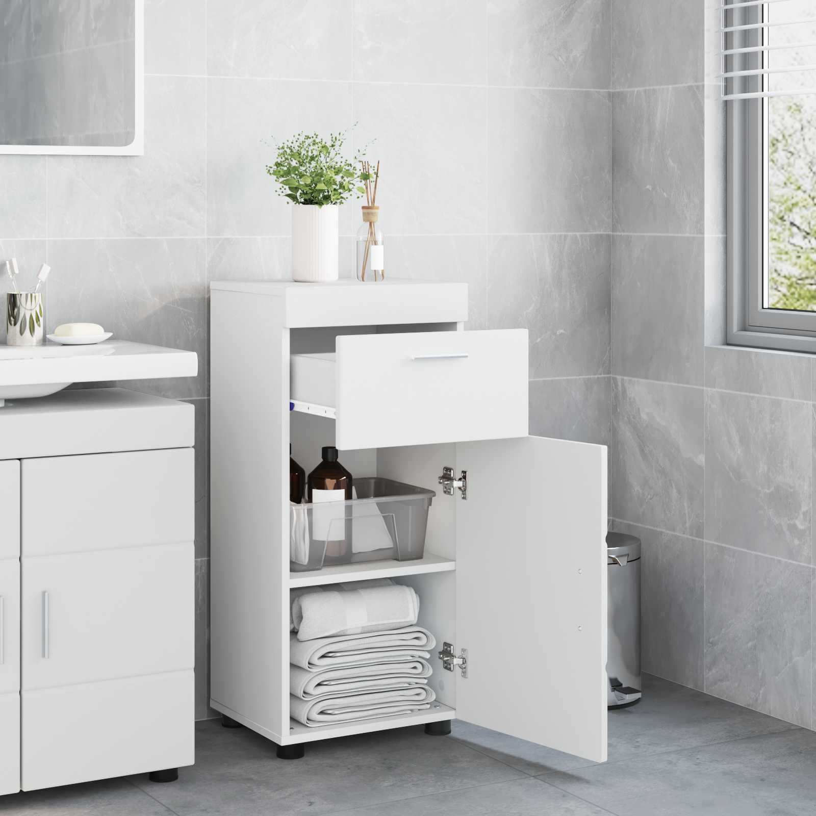 Badezimmerschrank-Set mit Speicher TULUM Weiß 37 x 31,5 x 82 cm