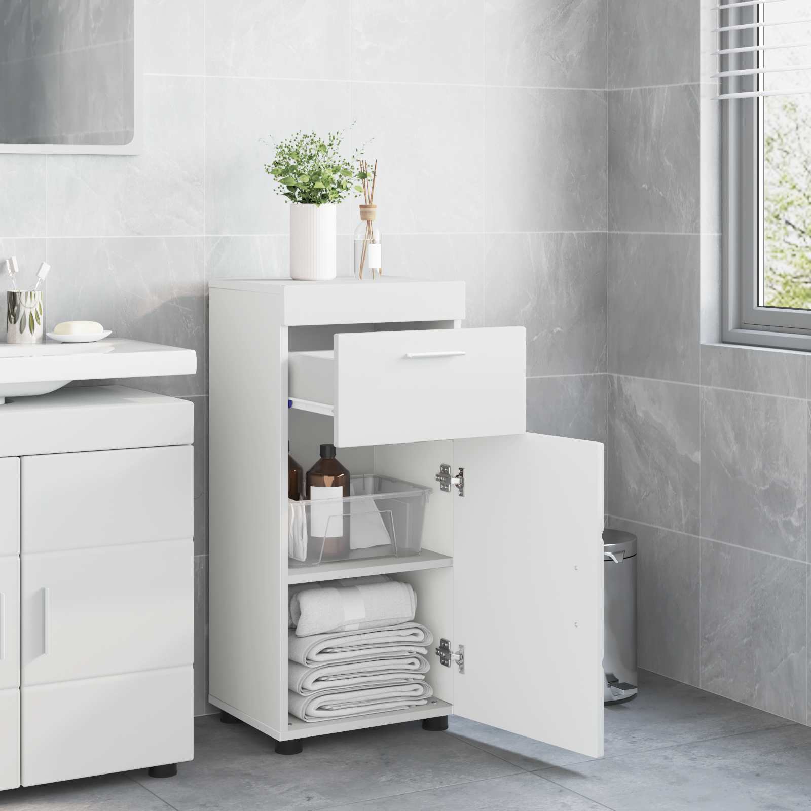 Badezimmerschrank-Set TULUM Hochglanz Weiß 37 x 31,5 x 82 cm