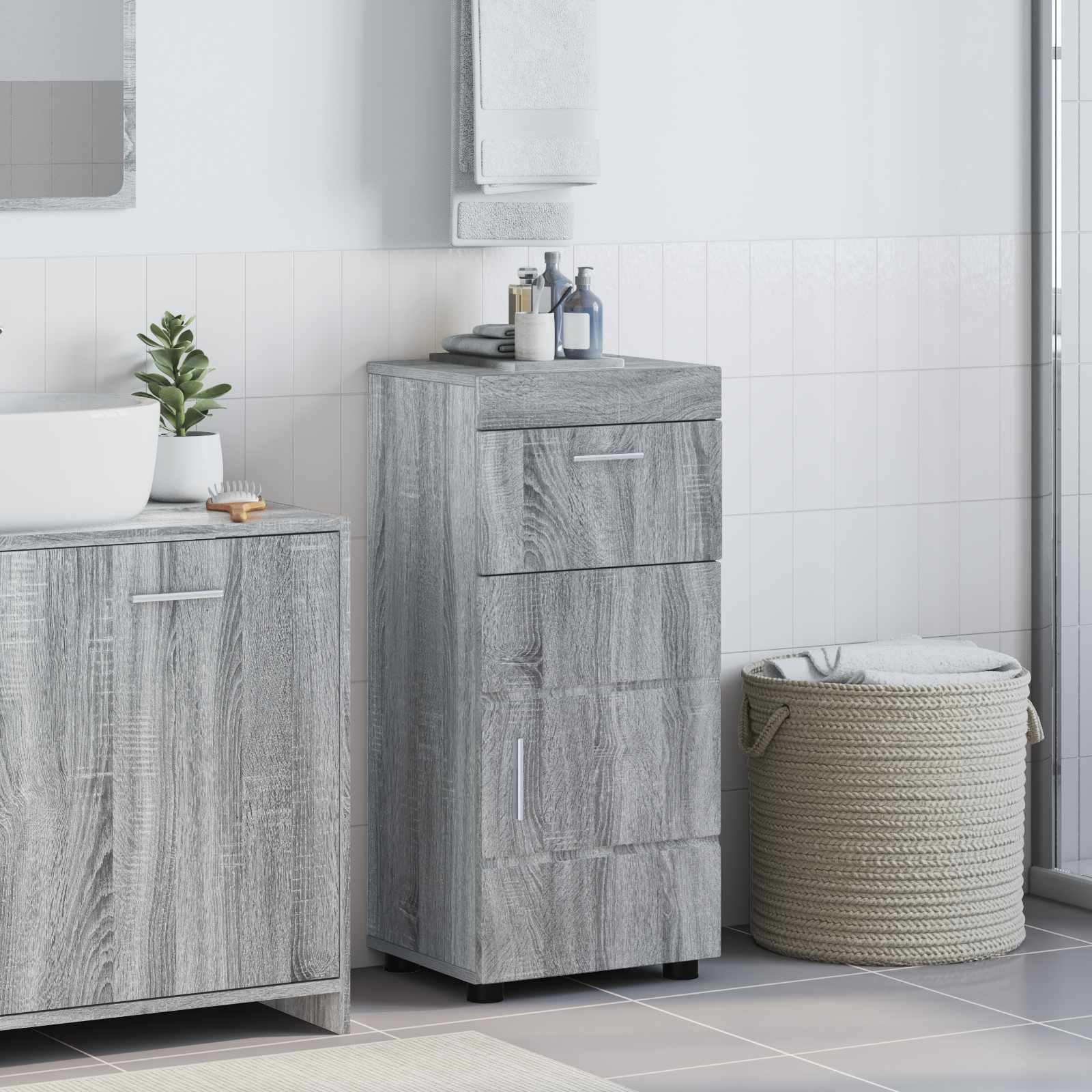Badezimmerschrank-Set TULUM Graues Sonoma 37 x 31,5 x 82 cm