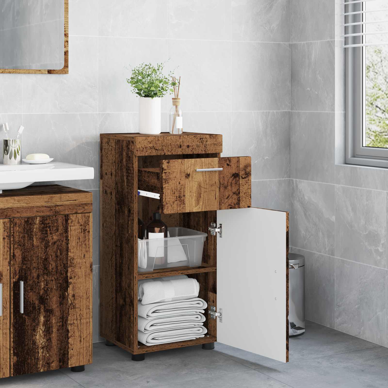 Badezimmerschrank-Set TULUM Altholz 37 x 31,5 x 82 cm
