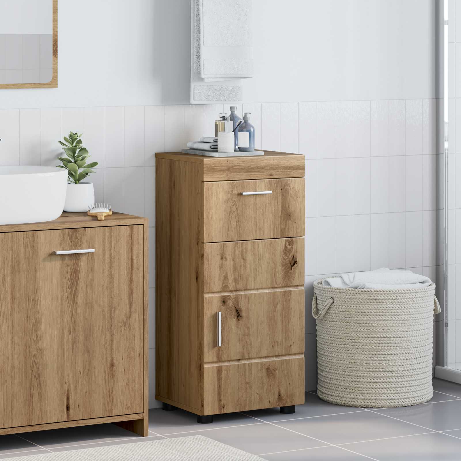 Badezimmerschrank-Set TULUM Artisan-Eiche 37 x 31,5 x 82 cm
