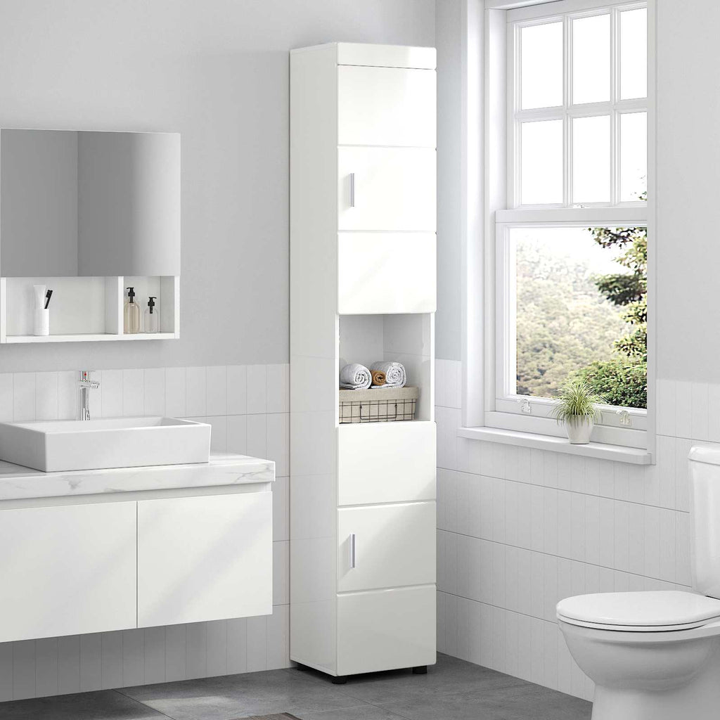Badezimmerschrank-Set TULUM Hochglanz Weiß 37 x 31,5 x 203 cm