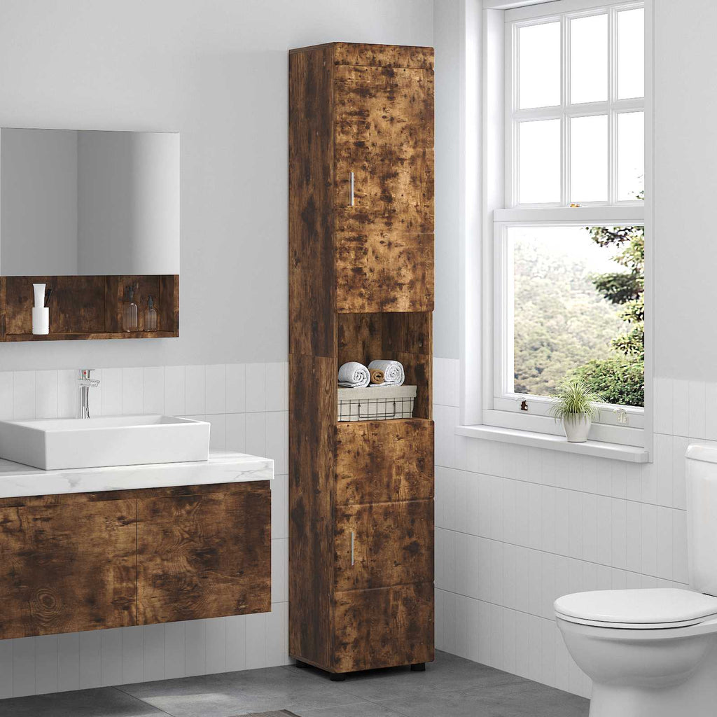 Badezimmerschrank-Set TULUM Geräucherte Eiche Holzwerkstoff