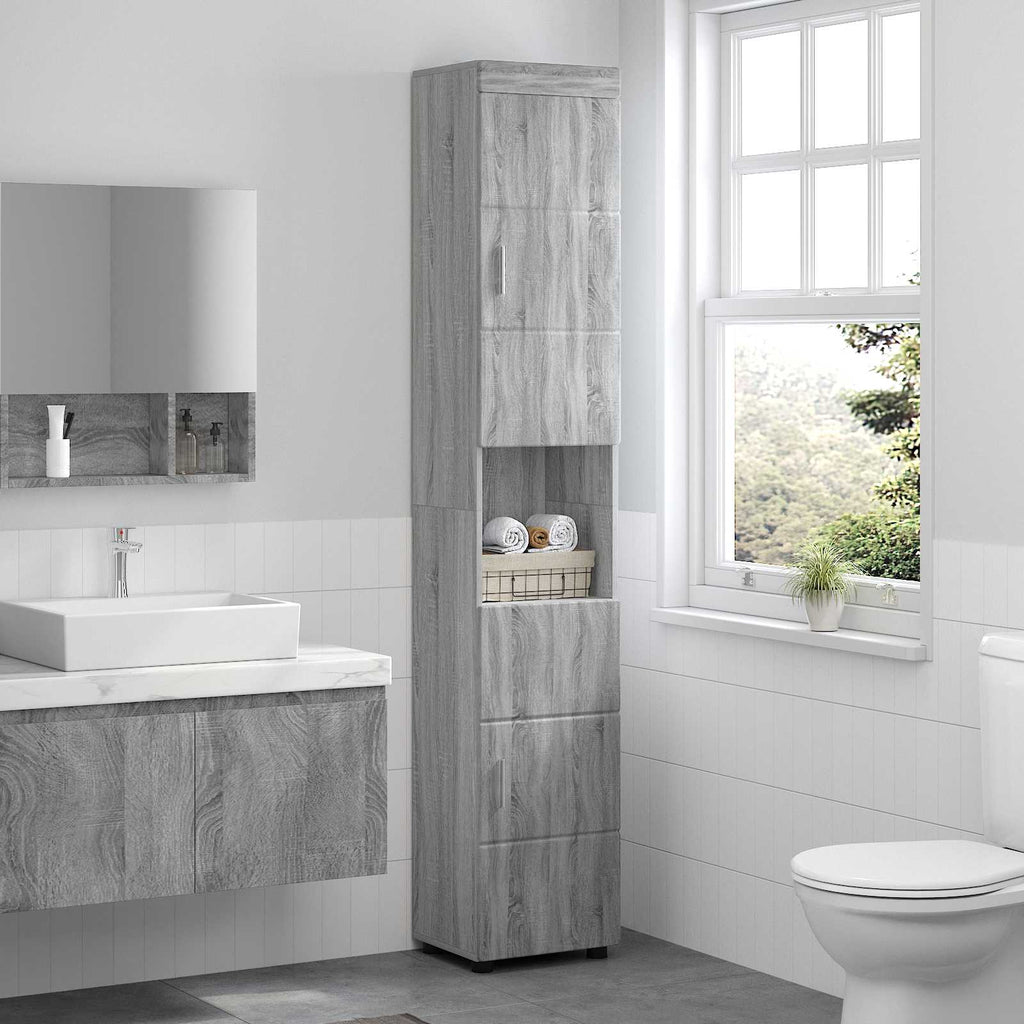 Badezimmerschrank-Set TULUM Graues Sonoma 37 x 31,5 x 203 cm