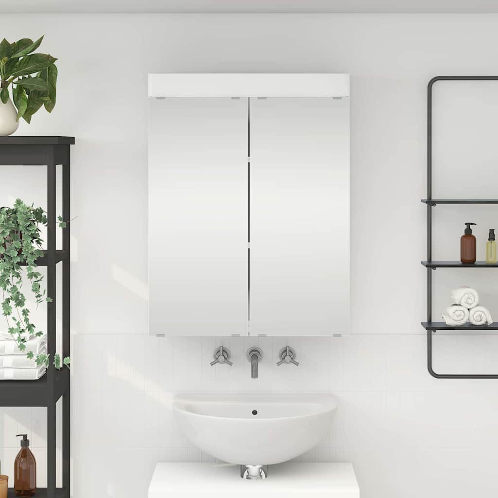 Badezimmerspiegelschrank mit Regal TULUM Weiß 60 x 16,5 x 78 cm