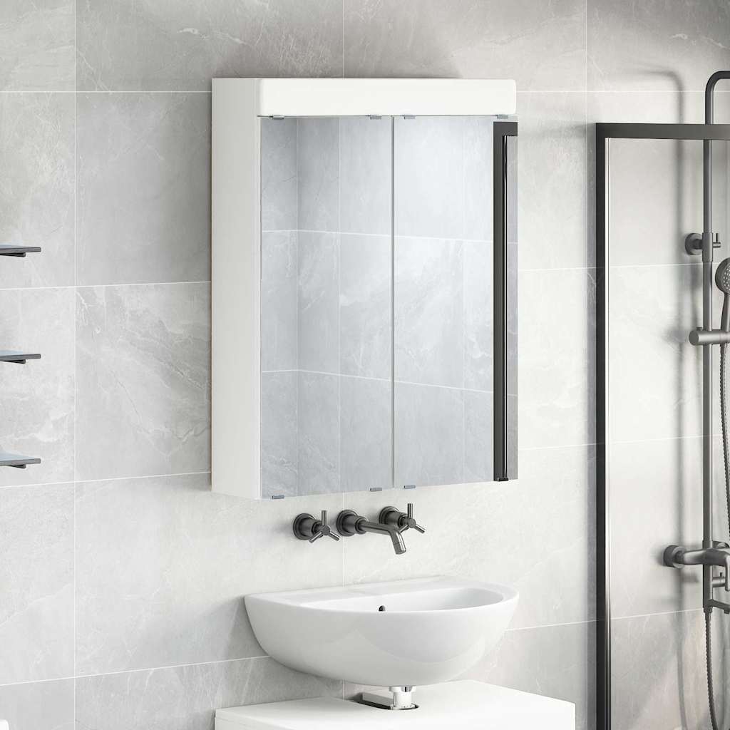 Badezimmerspiegelschrank mit Regal TULUM Weiß 60 x 16,5 x 78 cm