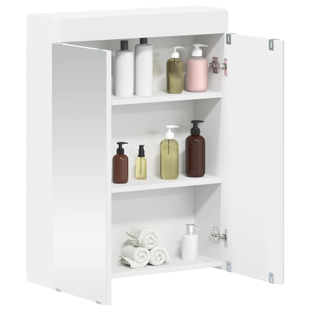 Badezimmerspiegelschrank mit Regal TULUM Weiß 60 x 16,5 x 78 cm
