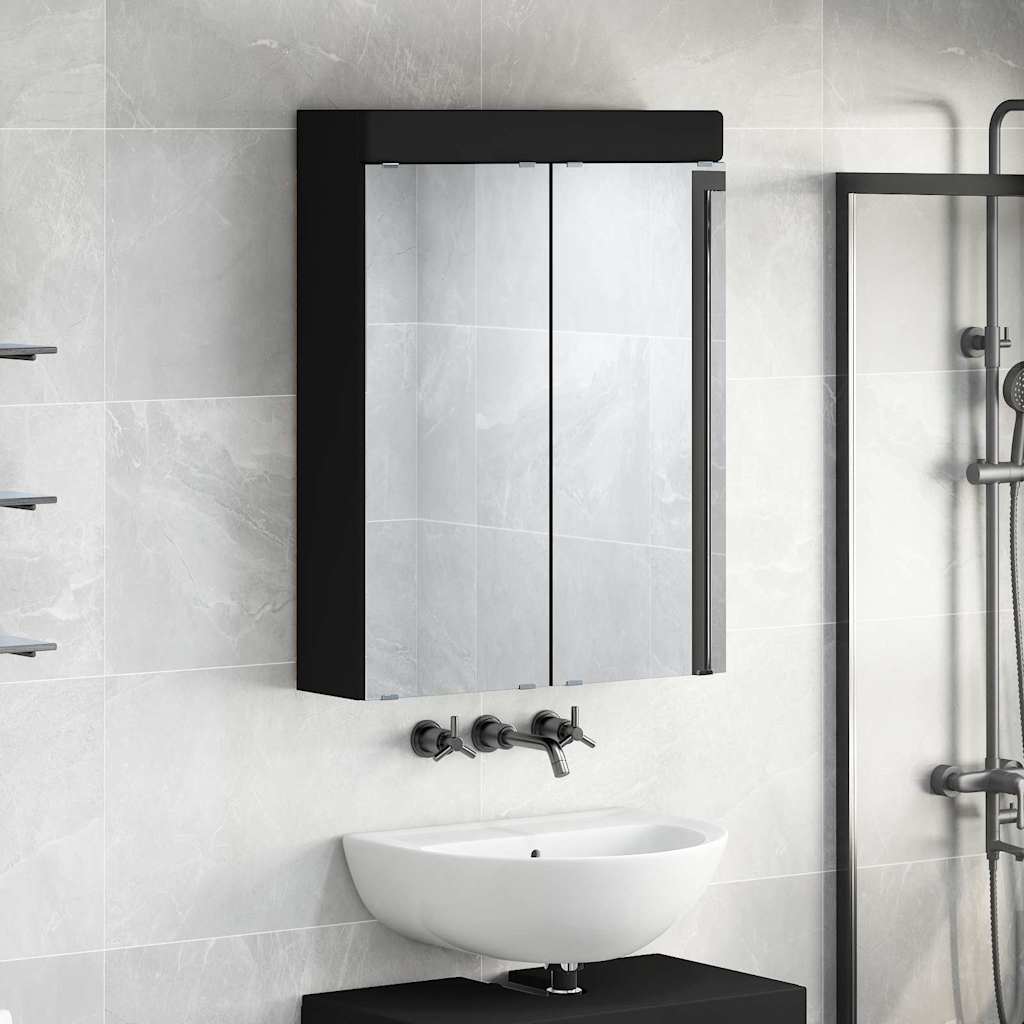 Badezimmerspiegelschrank TULUM Schwarz 60 x 16,5 x 78 cm