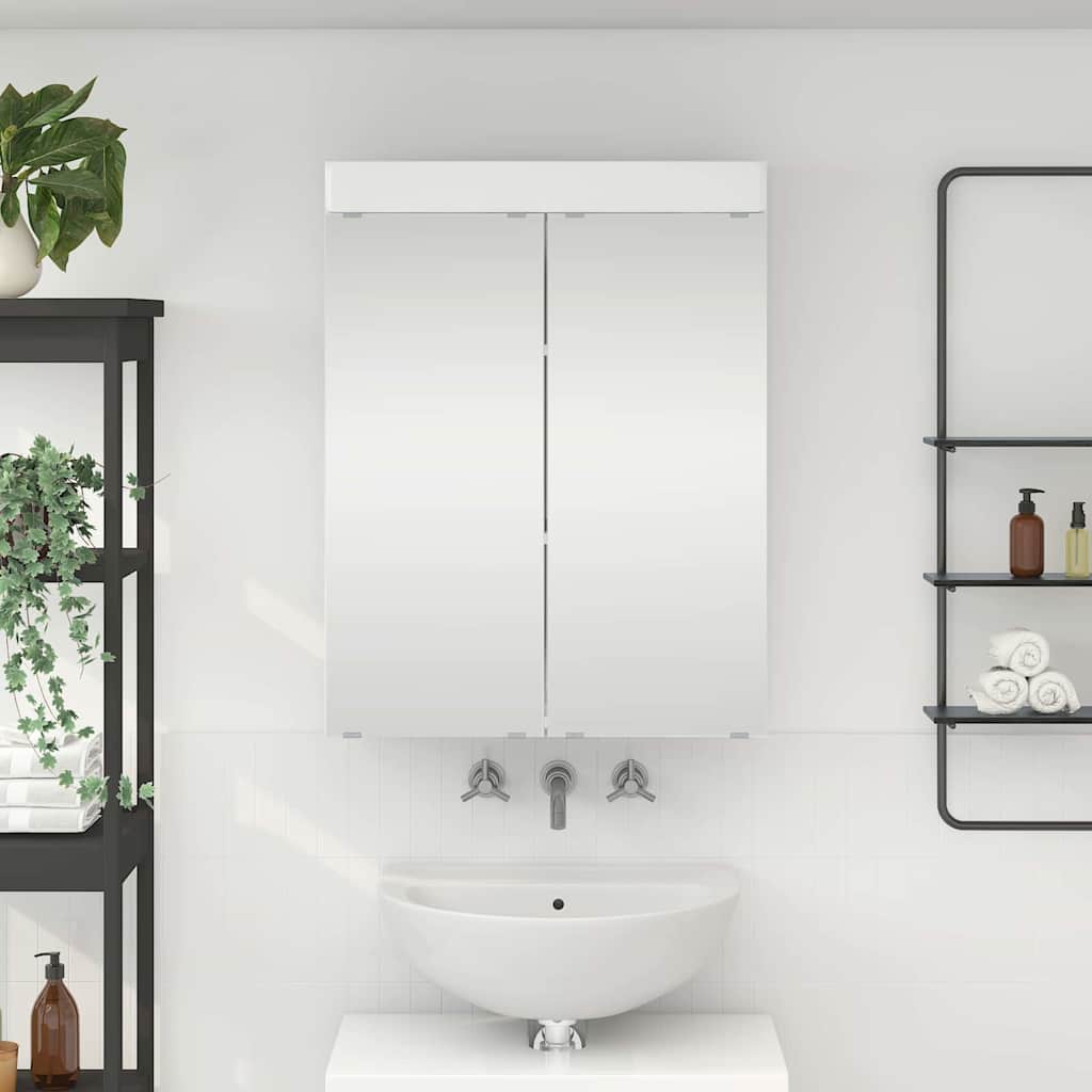 Badezimmerspiegelschrank TULUM Hochglanz Weiß 60 x 16,5 x 78 cm