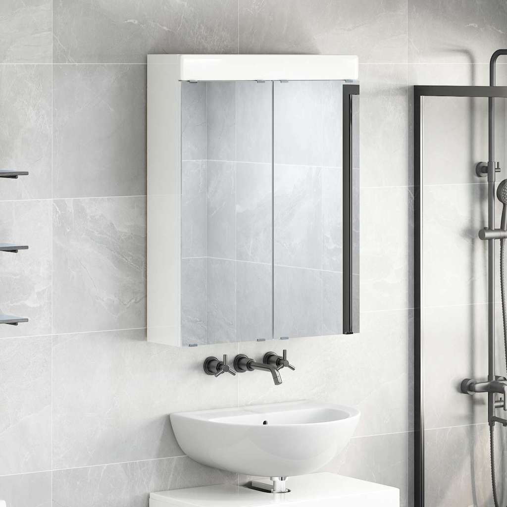 Badezimmerspiegelschrank TULUM Hochglanz Weiß 60 x 16,5 x 78 cm