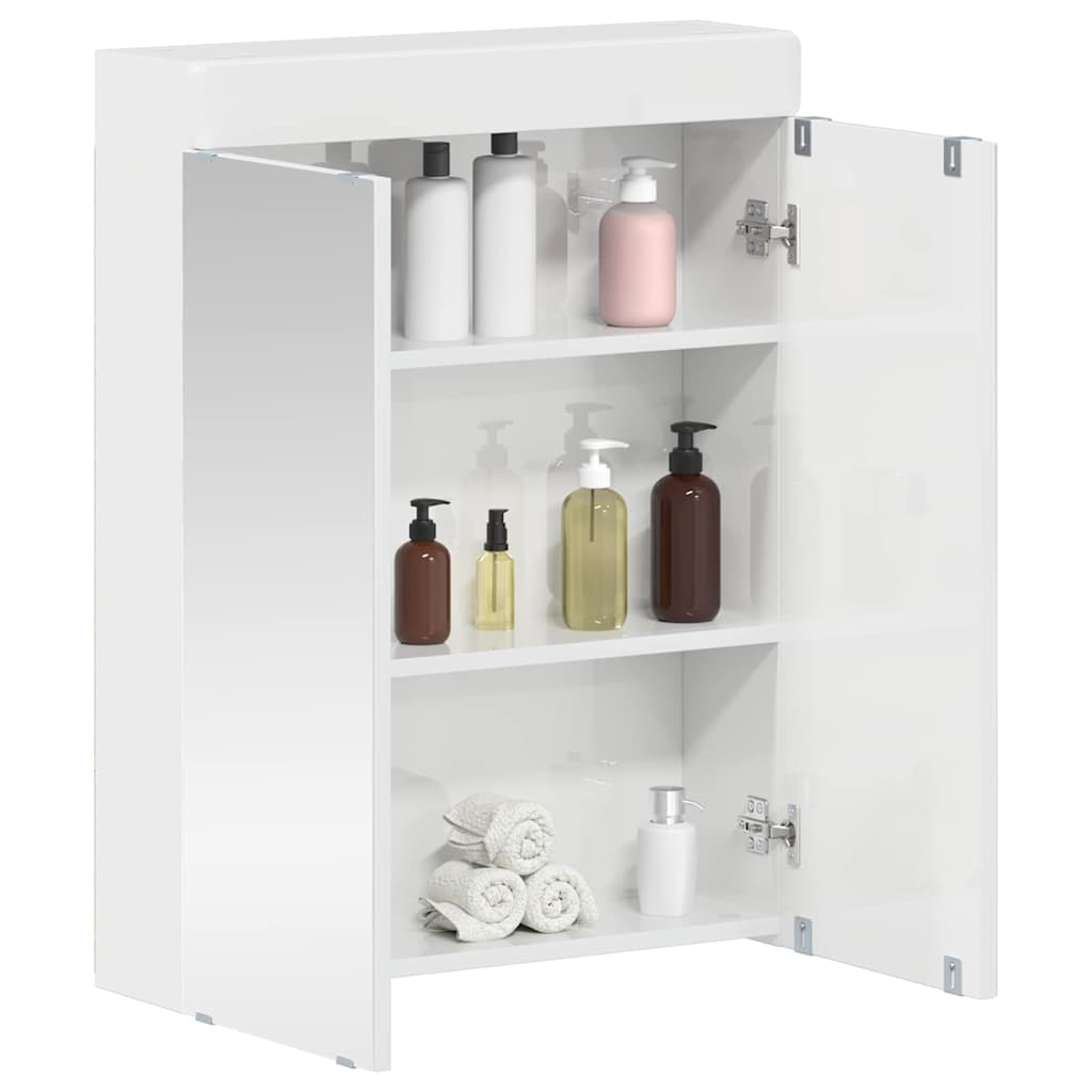 Badezimmerspiegelschrank TULUM Hochglanz Weiß 60 x 16,5 x 78 cm