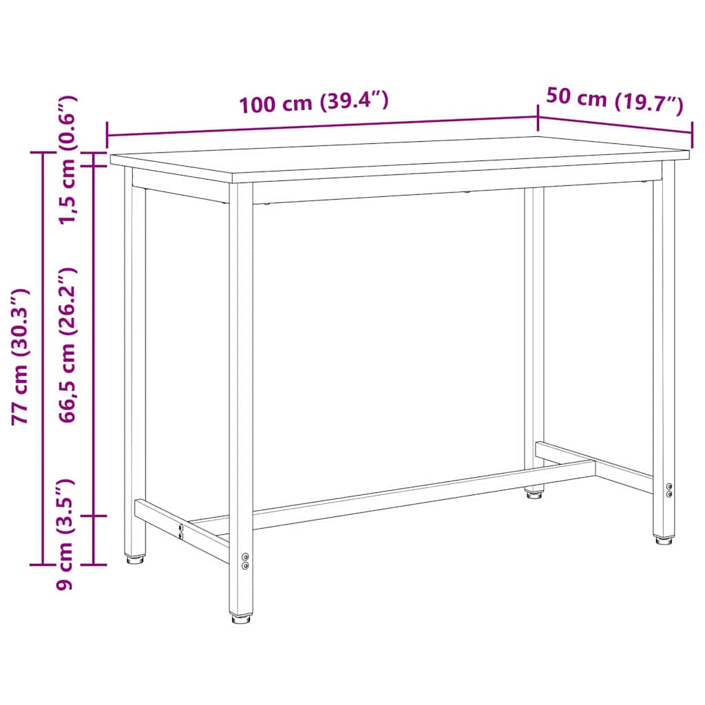 Tisch Natur 100 x 50 x 77 cm Ingenieure Holz und Stahl