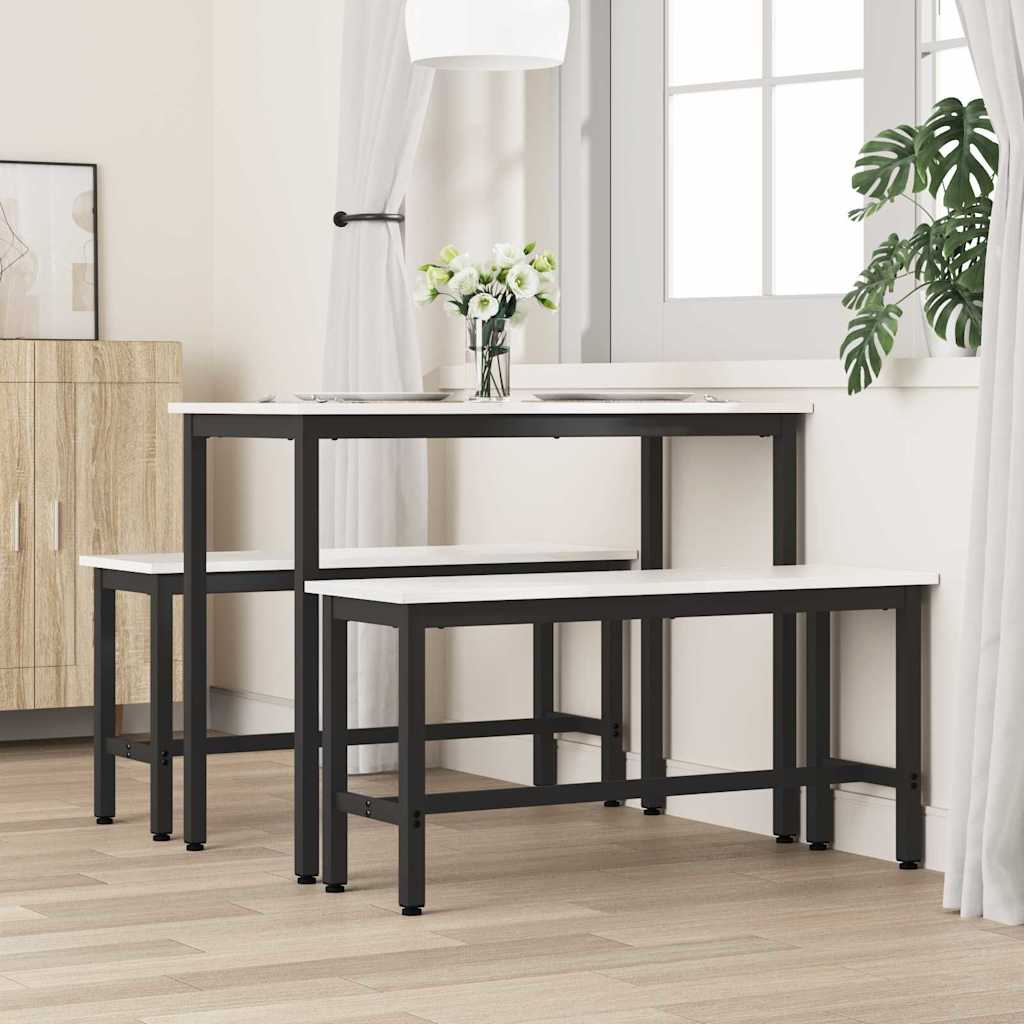 Esstischbank 2 pcs Weiß 100 x 32,5 x 49 cm Massives Kiefernholz