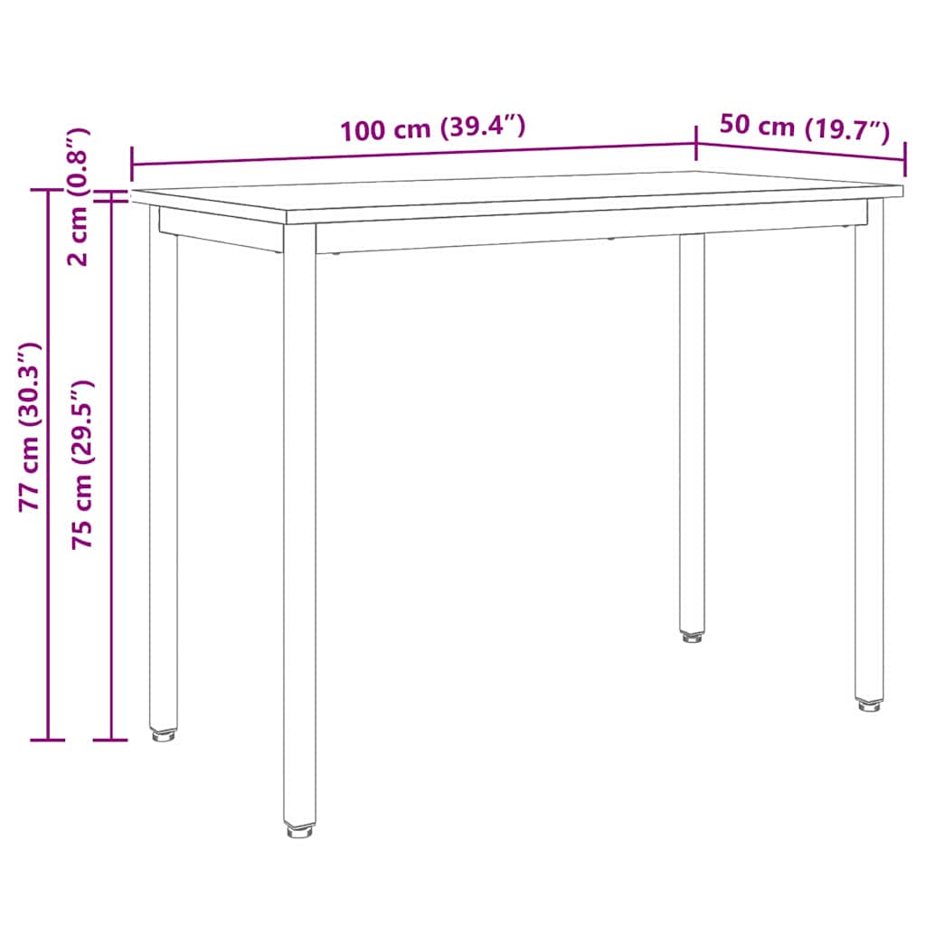 Tisch Natur 100 x 50 x 77 cm Ingenieure Holz und Stahl