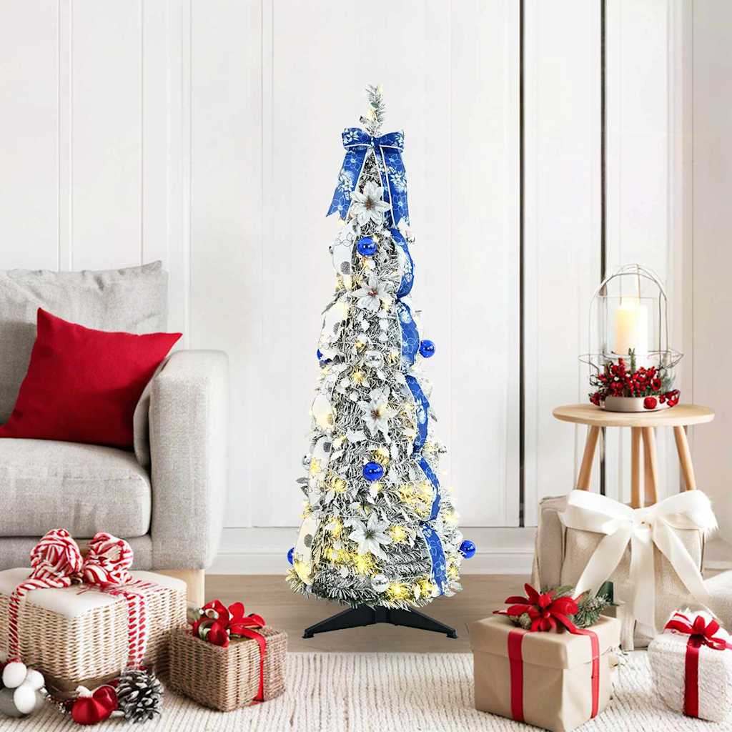 Künstlicher Weihnachtsbaum mit 50 LEDs Weiß 120 cm PVC